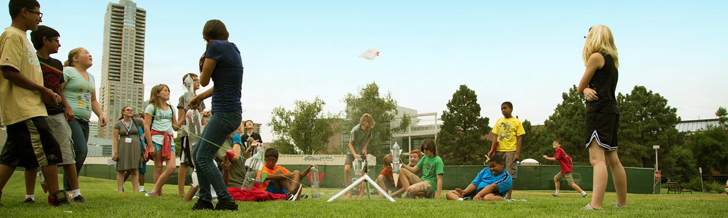 Summer Camp attendees playing yard games