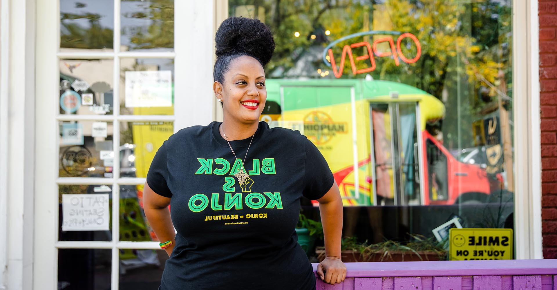 woman in front of her food truck